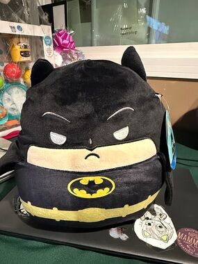 Squishmallows Batman Black Plush with Yellow Logo